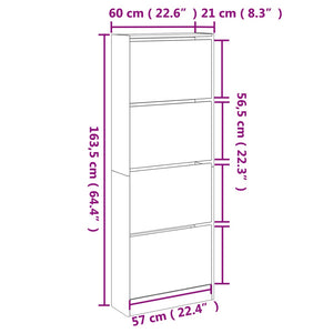 vidaXL Shoe Cabinet Sonoma Oak 60x21x163.5 cm Engineered Wood