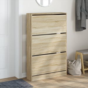 vidaXL Shoe Cabinet Sonoma Oak 80x21x125.5 cm Engineered Wood