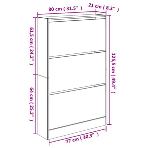 vidaXL Shoe Cabinet Sonoma Oak 80x21x125.5 cm Engineered Wood