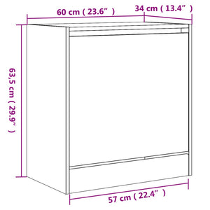 vidaXL Shoe Cabinet Brown Oak 60x34x63.5 cm Engineered Wood