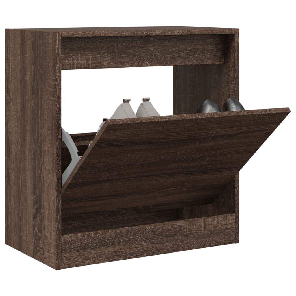 vidaXL Shoe Cabinet Brown Oak 60x34x63.5 cm Engineered Wood