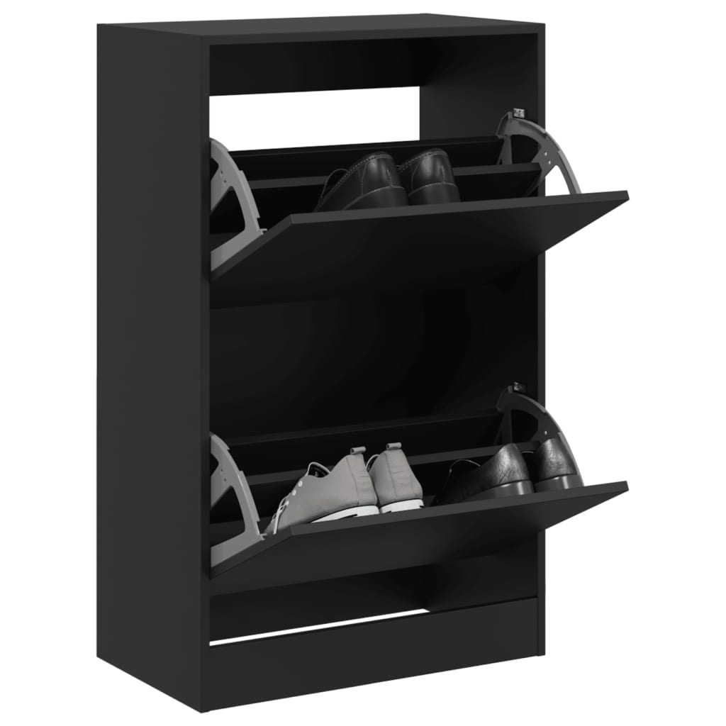 vidaXL Shoe Cabinet Black 60x34x96.5 cm Engineered Wood