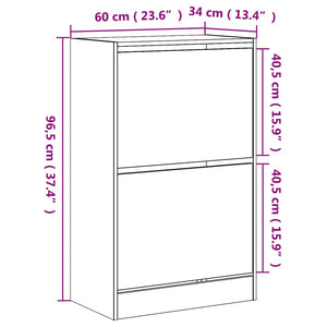 vidaXL Shoe Cabinet Concrete Grey 60x34x96.5 cm Engineered Wood