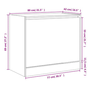 vidaXL Shoe Cabinet White 80x42x69 cm Engineered Wood