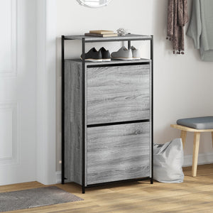 vidaXL Shoe Cabinet Grey Sonoma 60x34x112 Engineered Wood