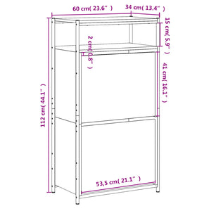 vidaXL Shoe Cabinet Grey Sonoma 60x34x112 Engineered Wood