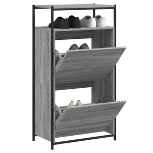 vidaXL Shoe Cabinet Grey Sonoma 60x34x112 Engineered Wood