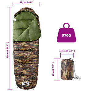 vidaXL Mummy Sleeping Bag for Adults Camping 3 Seasons