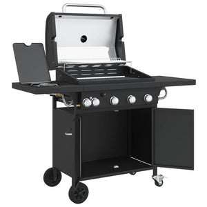 vidaXL Gas BBQ Grill with 5 Burners Black Powder-coated Steel