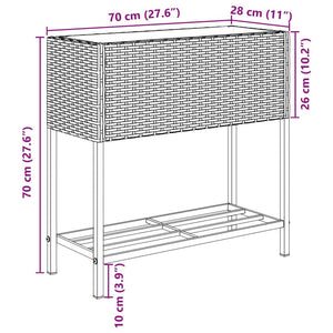 vidaXL Garden Planter with Shelf Brown Poly Rattan