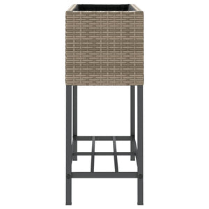 vidaXL Garden Planter with Shelf Grey Poly Rattan