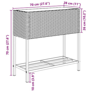 vidaXL Garden Planter with Shelf Grey Poly Rattan