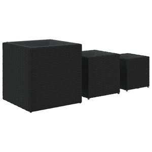 vidaXL Garden Planters 3 pcs Black Poly Rattan