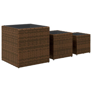 vidaXL Garden Planters 3 pcs Brown Poly Rattan