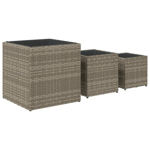 vidaXL Garden Planters 3 pcs Grey Poly Rattan