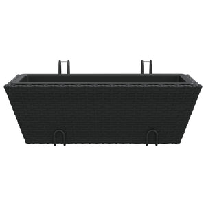 vidaXL Planters with hooks 2 pcs Black Poly Rattan