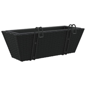 vidaXL Planters with hooks 2 pcs Black Poly Rattan