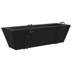 vidaXL Planters with hooks 2 pcs Black Poly Rattan