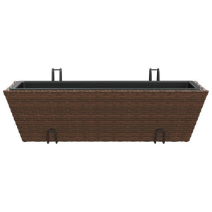 vidaXL Planters with hooks 2 pcs Brown Poly Rattan