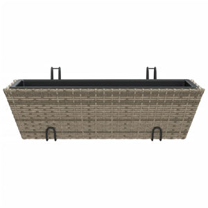 vidaXL Planters with hooks 2 pcs Grey Poly Rattan