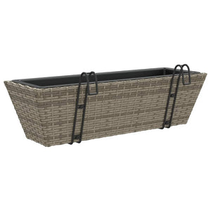 vidaXL Planters with hooks 2 pcs Grey Poly Rattan