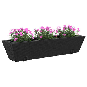 vidaXL Planters with hooks 2 pcs Black Poly Rattan