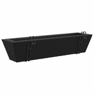 vidaXL Planters with hooks 2 pcs Black Poly Rattan