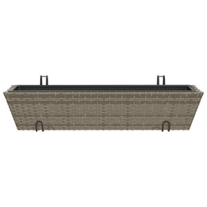 vidaXL Planters with hooks 2 pcs Grey Poly Rattan