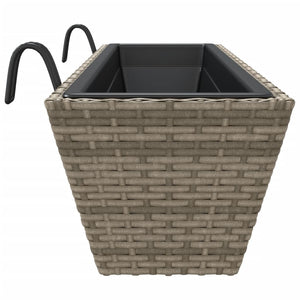 vidaXL Planters with hooks 2 pcs Grey Poly Rattan