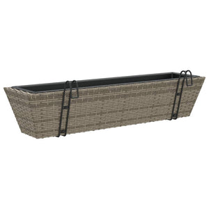 vidaXL Planters with hooks 2 pcs Grey Poly Rattan