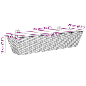 vidaXL Planters with hooks 2 pcs Grey Poly Rattan