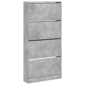 vidaXL Shoe Cabinet with 4 Flip-Drawers Concrete Grey 80x21x163.5 cm