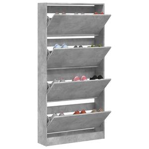 vidaXL Shoe Cabinet with 4 Flip-Drawers Concrete Grey 80x21x163.5 cm