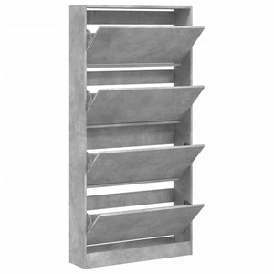 vidaXL Shoe Cabinet with 4 Flip-Drawers Concrete Grey 80x21x163.5 cm