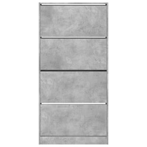 vidaXL Shoe Cabinet with 4 Flip-Drawers Concrete Grey 80x21x163.5 cm