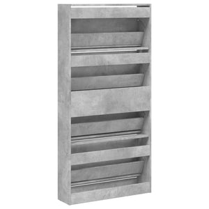 vidaXL Shoe Cabinet with 4 Flip-Drawers Concrete Grey 80x21x163.5 cm