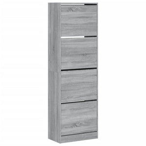 vidaXL Shoe Cabinet with 4 Flip-Drawers Grey Sonoma 60x34x187.5 cm