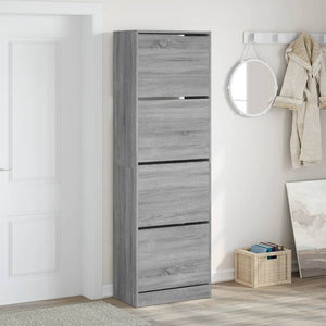 vidaXL Shoe Cabinet with 4 Flip-Drawers Grey Sonoma 60x34x187.5 cm