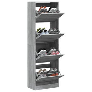 vidaXL Shoe Cabinet with 4 Flip-Drawers Grey Sonoma 60x34x187.5 cm