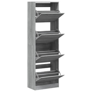 vidaXL Shoe Cabinet with 4 Flip-Drawers Grey Sonoma 60x34x187.5 cm