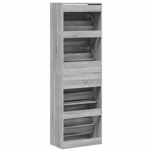 vidaXL Shoe Cabinet with 4 Flip-Drawers Grey Sonoma 60x34x187.5 cm