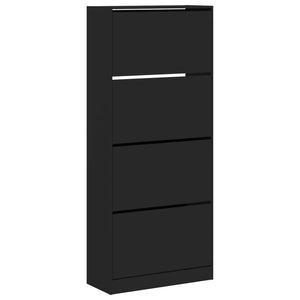 vidaXL Shoe Cabinet with 4 Flip-Drawers Black 80x34x187.5 cm