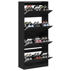 vidaXL Shoe Cabinet with 4 Flip-Drawers Black 80x34x187.5 cm