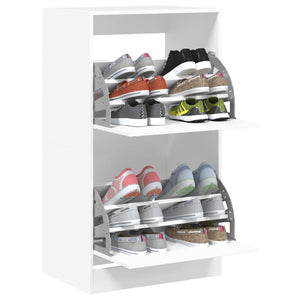 vidaXL Shoe Cabinet with 2 Flip-Drawers White 60x42x108 cm