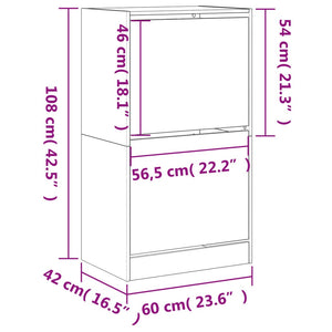 vidaXL Shoe Cabinet with 2 Flip-Drawers White 60x42x108 cm