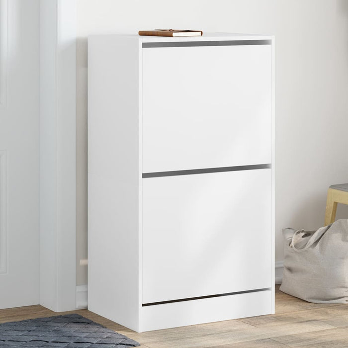 vidaXL Shoe Cabinet with 2 Flip-Drawers White 60x42x108 cm