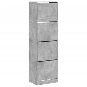 vidaXL Shoe Cabinet with 4 Flip-Drawers Concrete Grey 60x42x204 cm