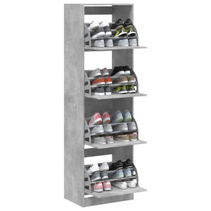 vidaXL Shoe Cabinet with 4 Flip-Drawers Concrete Grey 60x42x204 cm