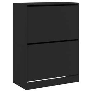 vidaXL Shoe Cabinet with 2 Flip-Drawers Black 80x42x108 cm