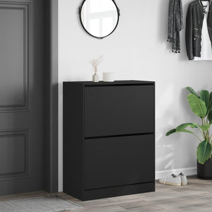 vidaXL Shoe Cabinet with 2 Flip-Drawers Black 80x42x108 cm